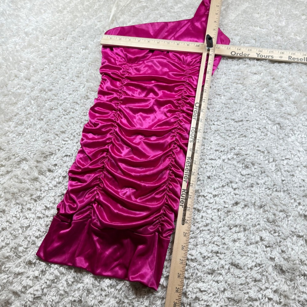 Deb Dress Small Pink Ruched Mini Dress Party Cocktail Bodycon Y2K VINTAGE Barbie - Picture 5 of 10